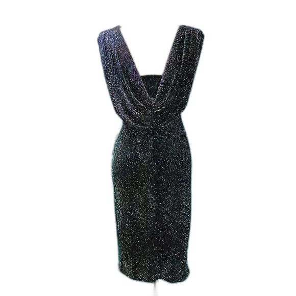 Shoshanna Shimmering Chevron Cocktail Dress in Black Sz 10 - Picture 5 of 6